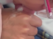 Messy cum in my mouth blowjob to wake him up 14/16