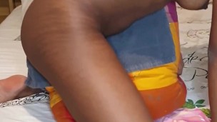 Ebony goddess pillow humping with lots of moaning
