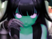 Kancolle Light Cruiser Demon Hentai Nude Dance Monster Girl MMD 3D Dark Green Body Color Edit Smixix 1/16