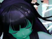 Kancolle Light Cruiser Demon Hentai Nude Dance Monster Girl MMD 3D Dark Green Body Color Edit Smixix 4/16
