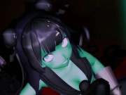 Kancolle Light Cruiser Demon Hentai Nude Dance Monster Girl MMD 3D Dark Green Body Color Edit Smixix 6/16