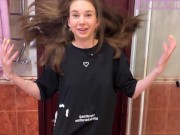 My whore stepsister undressed after I smeared her with foam. 4/16