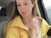 Thankful for my raincoat cuz my pussy is POURING! Rainy day Starbucks Drive Thru with my LUSH!! 2/16