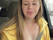 Thankful for my raincoat cuz my pussy is POURING! Rainy day Starbucks Drive Thru with my LUSH!! 5/16