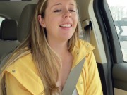 Thankful for my raincoat cuz my pussy is POURING! Rainy day Starbucks Drive Thru with my LUSH!! 6/16