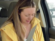 Thankful for my raincoat cuz my pussy is POURING! Rainy day Starbucks Drive Thru with my LUSH!! 7/16