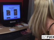 Busty Avy takes on a big cock 2/16