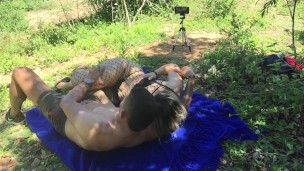 I fuck hard with the blonde in the forest