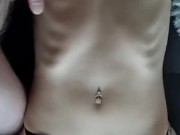 given the weather outside, a good blowjob is required and I cum on her small tits 16/16