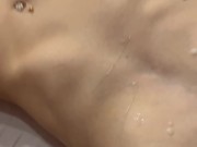 I come to make a small cumshot on my wife's small tits while she watches tv 16/16