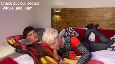 Cute Cosplay Spiderman gets fucked by Iron Man's big dick