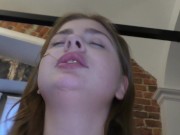 Redhead schoolgirl chooses between dildo and real cock! 18 yo 9/16