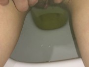 Girl peeing hairy pussy after sex