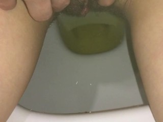 Girl peeing hairy pussy after sex