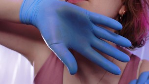ASMR: medical nitrile gloves, touching face, relaxing sounds, SFW free video