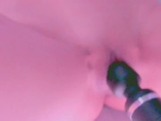 Playing with ice makes her hot! She cums on my fingers 13/16