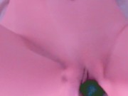 Playing with ice makes her hot! She cums on my fingers 15/16