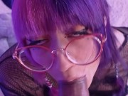 Nerdy emo girl blowjob gets glasses dirty  Close up Vertical Pov Kakao chan 9/16