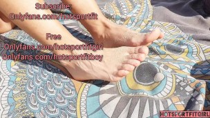 Beach girl showing her Beautiful toes, beautiful feet, legs, beautiful pussy and tits