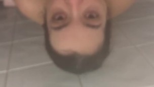 HORNY TATTOOED BRUNETTE SUCKS COCK AND SWALLOWS CUM IN THE SHOWER