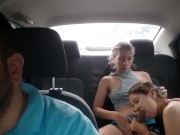 Lesbian stepsisters are very horny and play in the car 16/16