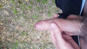 Taking a leak in a public park.