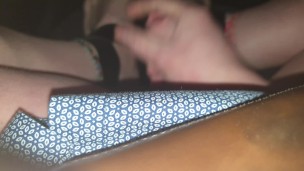 Cum of feet in car