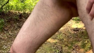 Big Hairy Daddy Cumshot In The Woods