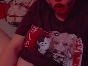 Goth girl plays with her fat tight pussy