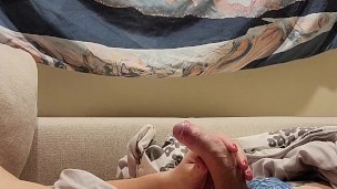 stroking my cock till I cum in my boxers