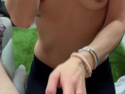 I accompany my hot neighbor and I cum on her small tits after a good blowjob 11/16