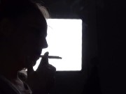 Shadow play while I light a cigarette. Alternative video, by long blonde hair girl