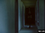 Kinky beauty in black leather rubs chains against her pussy 3/16