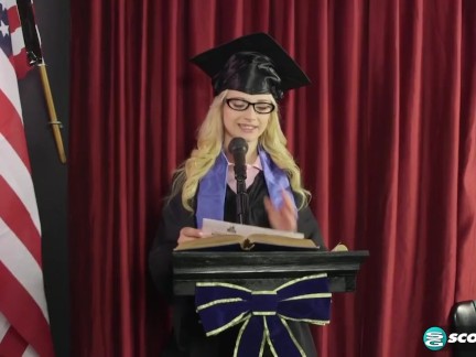 Teen Aubrey Gold Is Naked Under Her Cap and Gown
