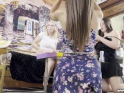 Sexy and Hot Tight Pussy Girls Fitting Room Backstage for Panties and No Panties Try on Haul Day with All Natural Big Tits 10/16