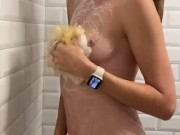 Hot Milf with Fit body taking shower 7/16