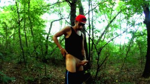 7 minutes fast intense huge dick jerking off in the evening woods