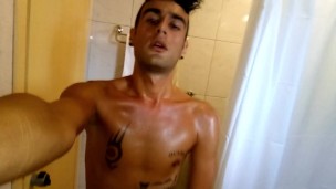 Uncut cock cum in toilet after sun tanning