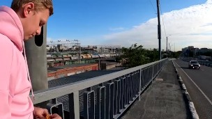 the guy masturbates in extreme sports near the railway station and a busy highway