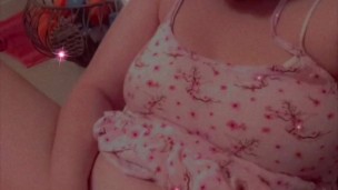 Chubby goth Egirl fairy slut plays with her fat tight pussy