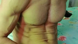 Hot guy with beautiful body jerks off and has a shaking orgasm