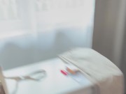 while she is preparing for a party, I feel like cumming between her small tits 1/16