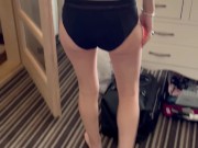 while she is preparing for a party, I feel like cumming between her small tits 2/16