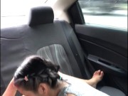 Lesbian eats her girlfriend's pussy in the uber 16/16