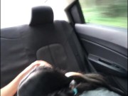 Lesbian eats her girlfriend's pussy in the uber