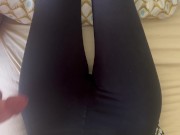 her leggings turned me on and I cum on them 9/16
