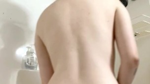 cumming and playing in the shower- wet soapy tits, oil and squirting