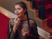 WOWGIRLS Beautiful Ukrainian model Alissa Foxy taking off her pantyhose and playing with her pussy 9/16