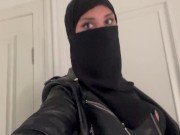 Hijabi in leather was fucked in mouth and pussy 6/16
