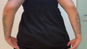 BBW stepmom MILF sundress strip and 420 smoke